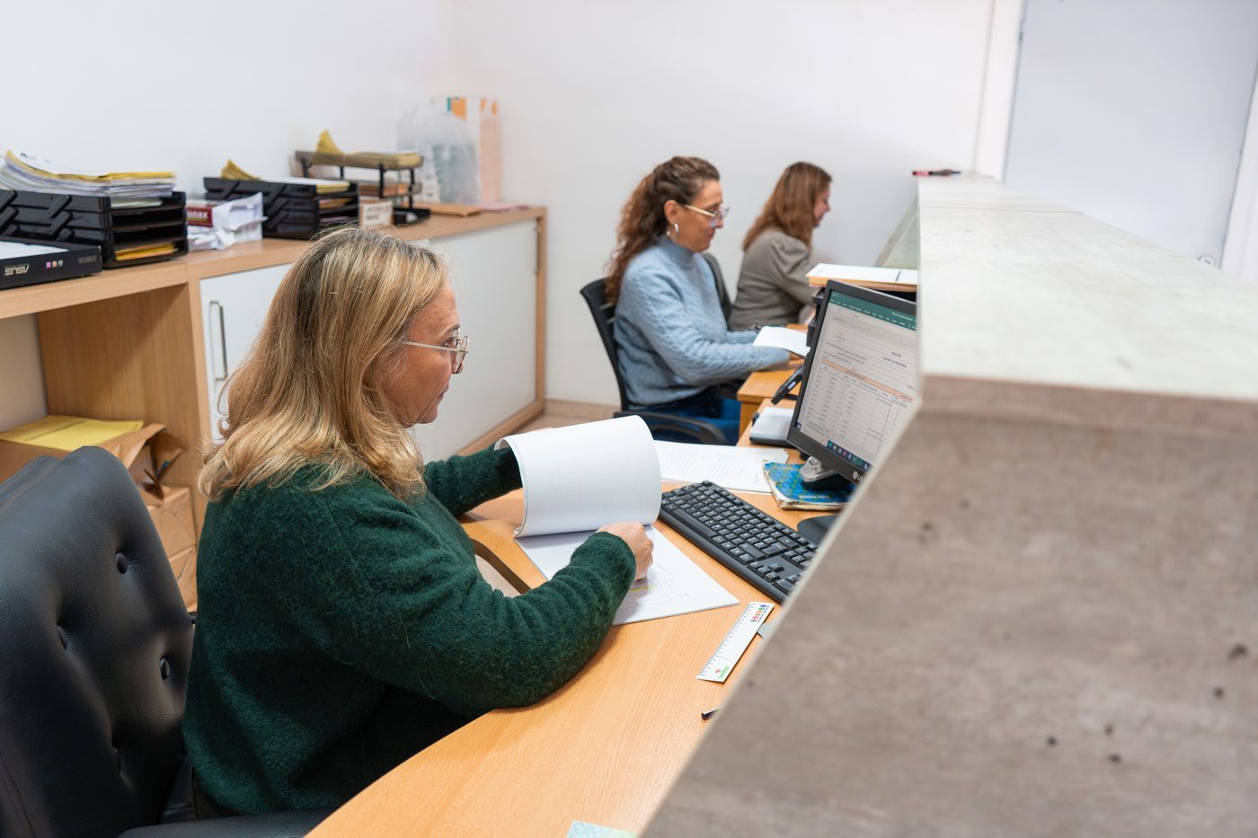 Equipo administrativo de Grupo MEC trabajando en oficina